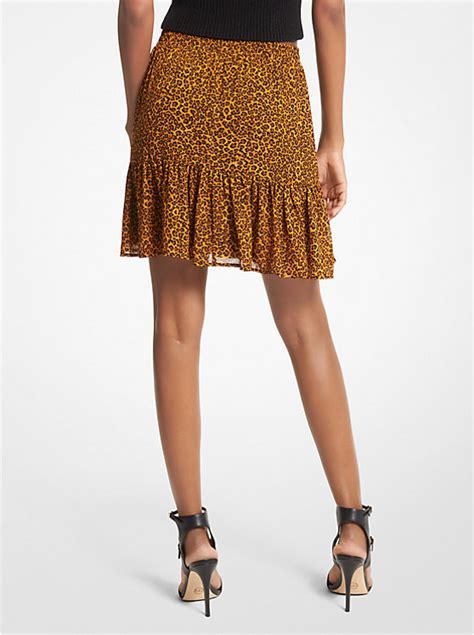 michael kors leopard print skirt|Leopard Print Georgette Ruffled Skirt .